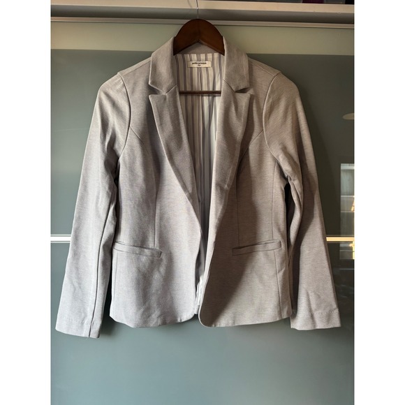 Petite Principle Jackets & Blazers - Gray Knit Blazer Petite Principle Women's Striped Lined Business Casual‎ Women's